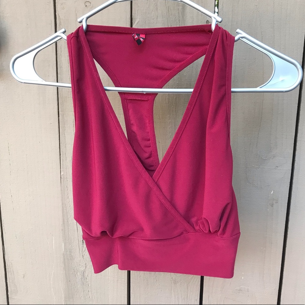 Red Deep V neck crop top/bralette
